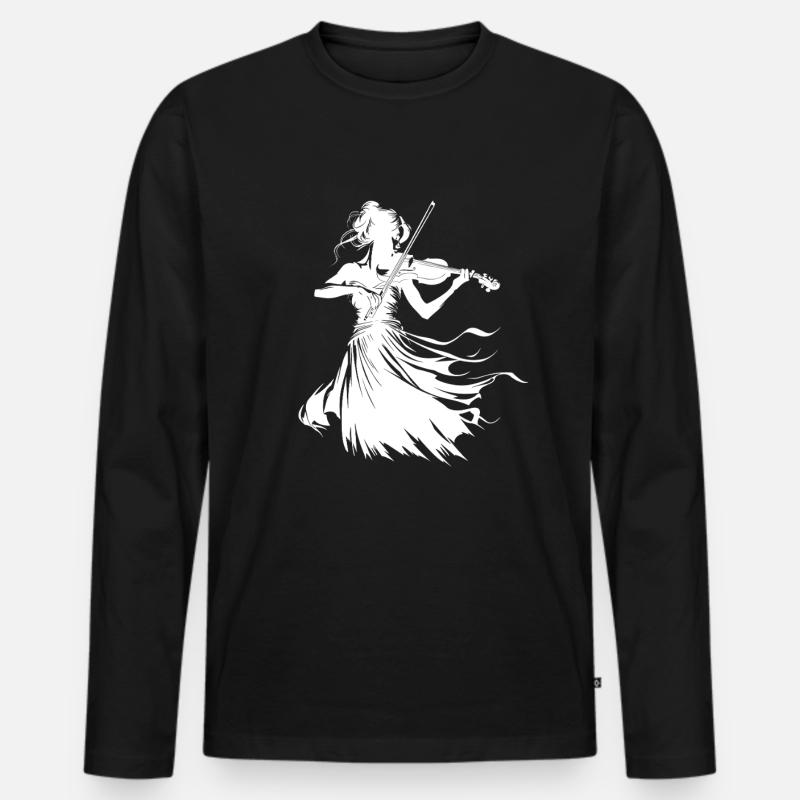 Violinspielerin Zeichnung - Männer Premium Bio Langarmshirt - Schwarz
