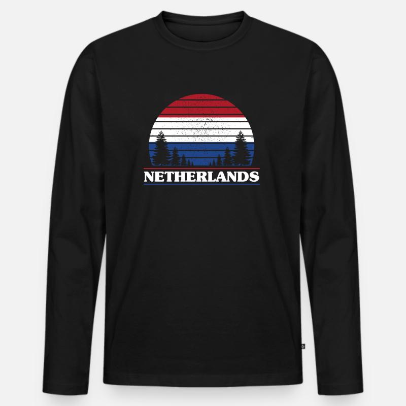 Niederlande - Männer Premium Bio Langarmshirt - Schwarz