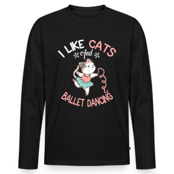 Ich mag Katzen Und Ballett Tanzen Mädchen Frauen tanzen - Männer Premium Bio Langarmshirt - Schwarz - Vorne - Nico (187cm)