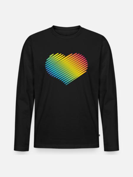 Rainbow Heart (Love / Scribble) - Men's Premium Organic Long Sleeve Shirt - black