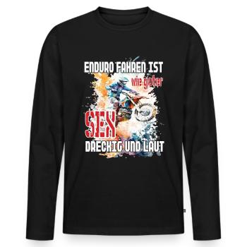 Lustig Biker Motorrad Spruch für Bikertreff - Männer Premium Bio Langarmshirt - Schwarz - Vorne - Nico (187cm)
