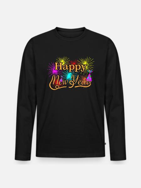 Happy New Year 2020 Silvester - Männer Premium Bio Langarmshirt - Schwarz
