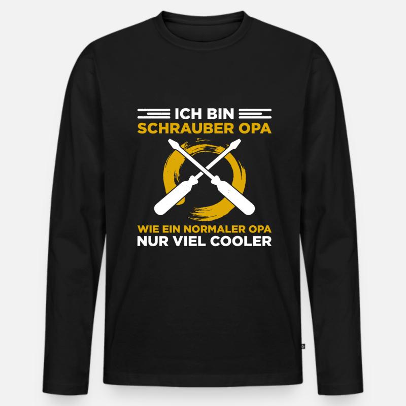 Cooler Schrauber Opa - Männer Premium Bio Langarmshirt - Schwarz