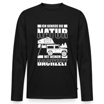 Ich Genieße Die Natur Mit Meinem Dachzelt - Männer Premium Bio Langarmshirt - Schwarz - Vorne - Nico (187cm)