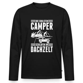 Die Coolsten Camper Schlafen Im Dachzelt Camping - Männer Premium Bio Langarmshirt - Schwarz - Vorne - Nico (187cm)