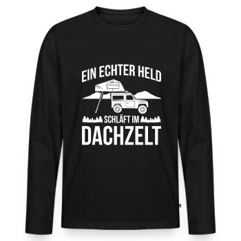 Ein Echter Held Schläft Im Dachzelt Camping - Männer Premium Bio Langarmshirt - Schwarz - Vorne - Nico (187cm)