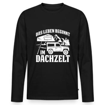Das Leben Beginnt Im Dachzelt Camping Autodachzelt - Männer Premium Bio Langarmshirt - Schwarz - Vorne - Nico (187cm)