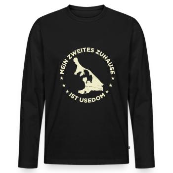Mein Zweites Zuhause Ist Usedom Insel Urlaub - Männer Premium Bio Langarmshirt - Schwarz - Vorne - Nico (187cm)