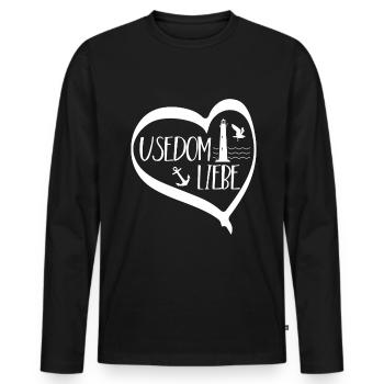 Usedom Liebe Insel Urlaub Strand Reisen - Männer Premium Bio Langarmshirt - Schwarz - Vorne - Nico (187cm)
