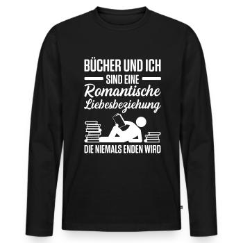 Bücher Und Ich Eine Romantische Liebesbeziehung - Männer Premium Bio Langarmshirt - Schwarz - Vorne - Nico (187cm)