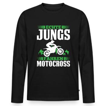 Echte Jungs Fahren Motocross Enduro MX Fahrer - Männer Premium Bio Langarmshirt - Schwarz - Vorne - Nico (187cm)