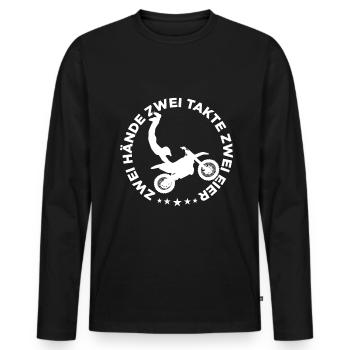 Zwei Hände Zwei Takte Zwei Eier Motocross Fahren - Männer Premium Bio Langarmshirt - Schwarz - Vorne - Nico (187cm)