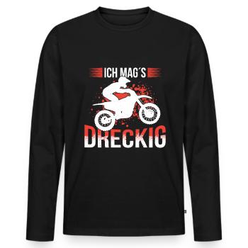 Ich Mags Dreckig Motocross Enduro FahrerIch Mags D - Männer Premium Bio Langarmshirt - Schwarz - Vorne - Nico (187cm)
