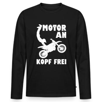 Motor An Kopf Frei Motocross Enduro Fahren - Männer Premium Bio Langarmshirt - Schwarz - Vorne - Nico (187cm)