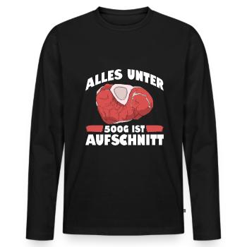 Alles Unter 500G Ist Aufschnitt Metzger - Männer Premium Bio Langarmshirt - Schwarz - Vorne - Nico (187cm)