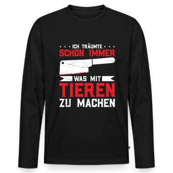 Ich Träumte Schon Immer Was Mit Tieren Zu Machen - Männer Premium Bio Langarmshirt - Schwarz - Vorne - Nico (187cm)