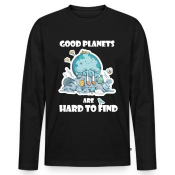 Good Planets are hard to find | Climate protection - Men's Premium Organic Long Sleeve Shirt - black - Front - Nico (187cm)