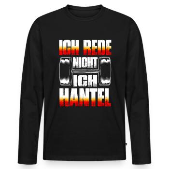 Ich Rede Nicht Ich Hantel Fitness Bodybuilding - Männer Premium Bio Langarmshirt - Schwarz - Vorne - Nico (187cm)