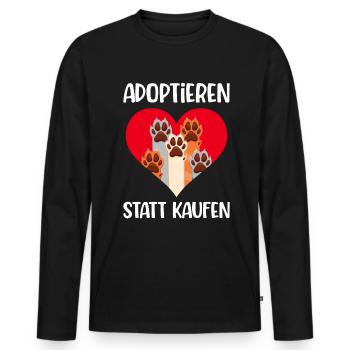 Adoptieren Statt Kaufen Tierrettung Tierschutz - Männer Premium Bio Langarmshirt - Schwarz - Vorne - Nico (187cm)