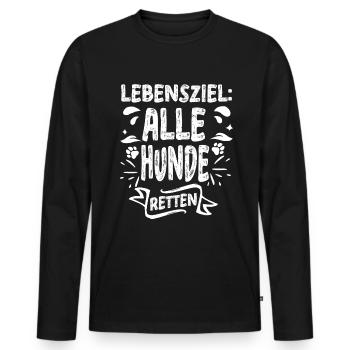 Lebensziel: Alle Hunde Retten Tierrettung - Männer Premium Bio Langarmshirt - Schwarz - Vorne - Nico (187cm)