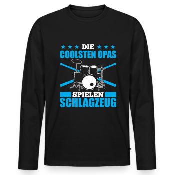 Die Coolsten Opas Spielen Schlagzeug Schlagzeuger - Männer Premium Bio Langarmshirt - Schwarz - Vorne - Nico (187cm)