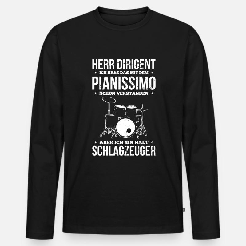 Herr Dirigent Ich Habe Das Mit Dem Pianissimo - Männer Premium Bio Langarmshirt - Schwarz