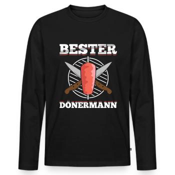 Bester Dönermann Döner Kebab Geschenk - Männer Premium Bio Langarmshirt - Schwarz - Vorne - Nico (187cm)