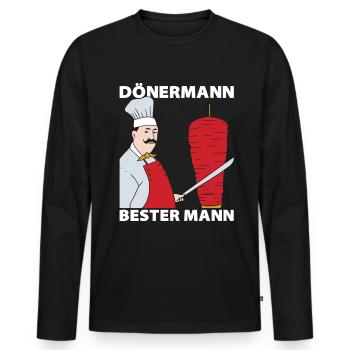 Dönermann Bester Mann Döner Kebab Geschenk - Männer Premium Bio Langarmshirt - Schwarz - Vorne - Nico (187cm)