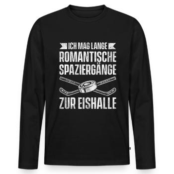Ich Mag Lange Romantische Spaziergänge Zur Eishall - Männer Premium Bio Langarmshirt - Schwarz - Vorne - Nico (187cm)