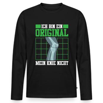 Ich Bin Ein Original Mein Knie Nicht - Männer Premium Bio Langarmshirt - Schwarz - Vorne - Nico (187cm)