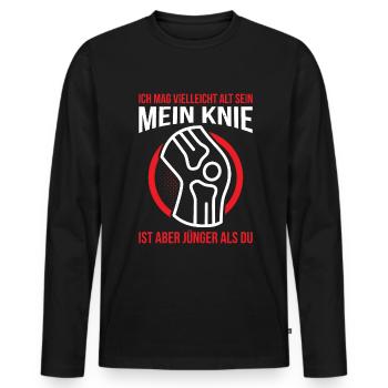 Ich Mag Vielleicht Alt sein Mein Knie Ist Aber Jün - Männer Premium Bio Langarmshirt - Schwarz - Vorne - Nico (187cm)