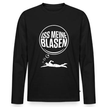 Iss Meine Blasen - Männer Premium Bio Langarmshirt - Schwarz - Vorne - Nico (187cm)
