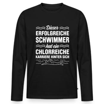 Dieser Erfolgreiche Schwimmer Hat Eine Chlorreiche - Männer Premium Bio Langarmshirt - Schwarz - Vorne - Nico (187cm)