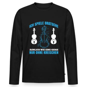 Ich spiele Bratsche Ähnlich Wie Eine Geige Nur Ohn - Männer Premium Bio Langarmshirt - Schwarz - Vorne - Nico (187cm)