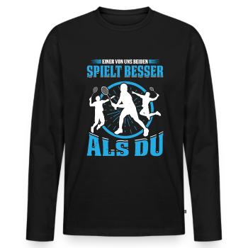 Einer Von Uns Beiden Spielt Besser Als Du - Männer Premium Bio Langarmshirt - Schwarz - Vorne - Nico (187cm)