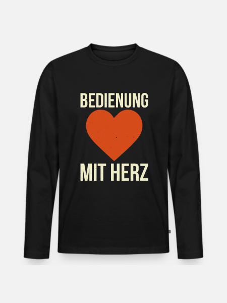 Bedienung Mit Herz - Männer Premium Bio Langarmshirt - Schwarz