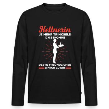 Kellnerin Je Mehr Trinkgeld Ich Bekomme Desto Freu - Männer Premium Bio Langarmshirt - Schwarz - Vorne - Nico (187cm)