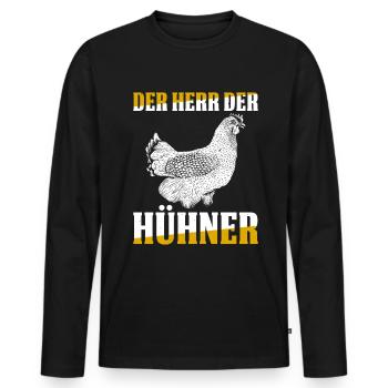Der Herr Der Hühner Geschenk - Männer Premium Bio Langarmshirt - Schwarz - Vorne - Nico (187cm)