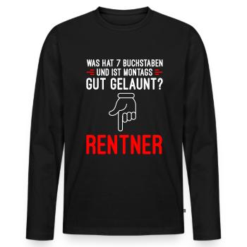 Was Hat 7 Buchstaben Und Ist Montags Gut Gelaunt? - Männer Premium Bio Langarmshirt - Schwarz - Vorne - Nico (187cm)