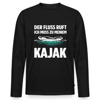 Der Fluss Ruft Ich Muss Zu Meinem Kajak - Männer Premium Bio Langarmshirt - Schwarz - Vorne - Nico (187cm)