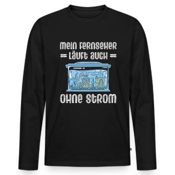 Mein Fernseher Läuft Auch Ohne Strom - Männer Premium Bio Langarmshirt - Schwarz - Vorne - Nico (187cm)