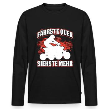 Fährste Quer Siehste Mehr - Männer Premium Bio Langarmshirt - Schwarz - Vorne - Nico (187cm)