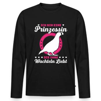 Ich Bin Eine Prinzessin Die Ihre Wachteln Liebt - Männer Premium Bio Langarmshirt - Schwarz - Vorne - Nico (187cm)