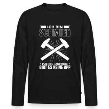 Ich Bin Schmied Für Mein Handwerk Gibt Es Keine Ap - Männer Premium Bio Langarmshirt - Schwarz - Vorne - Nico (187cm)
