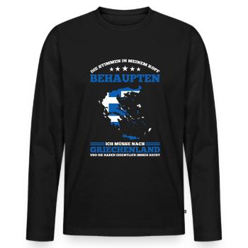 Die Stimmen In Meinem Kopf Behaupten Ich Müsse Nac - Männer Premium Bio Langarmshirt - Schwarz - Vorne - Nico (187cm)