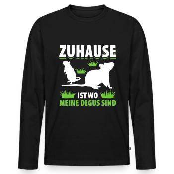 Zuhause Ist Wo Meine Degus Sind Geschenk - Männer Premium Bio Langarmshirt - Schwarz - Vorne - Nico (187cm)