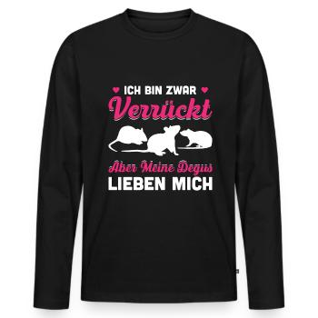 Ich Bin Zwar Verrückt Aber Meine Degus Lieben Mich - Männer Premium Bio Langarmshirt - Schwarz - Vorne - Nico (187cm)