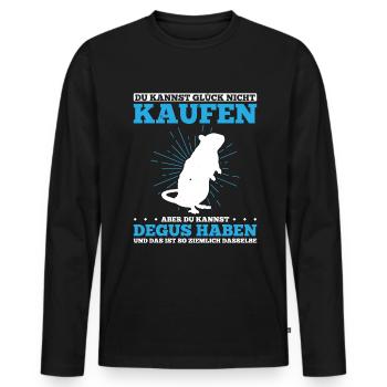 Du Kannst Glück Nicht Kaufen Aber Du Kannst Degus - Männer Premium Bio Langarmshirt - Schwarz - Vorne - Nico (187cm)
