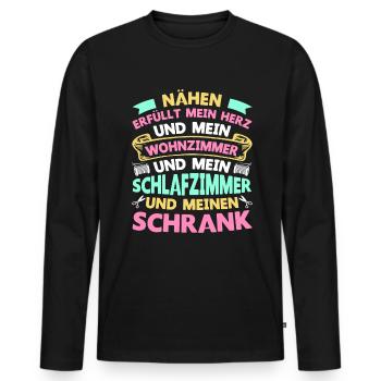 Nähen Erfüllt Mein Herz Geschenk Nähen Näherin - Männer Premium Bio Langarmshirt - Schwarz - Vorne - Nico (187cm)