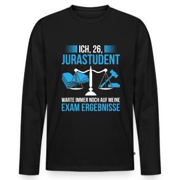 Jurastudent Warte Noch Auf Meine Exam Ergebnisse - Männer Premium Bio Langarmshirt - Schwarz - Vorne - Nico (187cm)